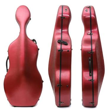 Imagem de Capa para violoncelo 4/4 de fibra de carbono mista tamanho completo capa rígida forte luz 4,5 kg suporte 300 kg pressão (vermelho brilhante)