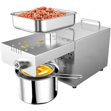 Imagem de Máquina de prensa de óleo, prensa de óleo automática elétrica comercial quente/frio de 600 W, máquina extratora de óleo orgânico, para soja, amendoim, gergelim, sementes de girassol, coco, p