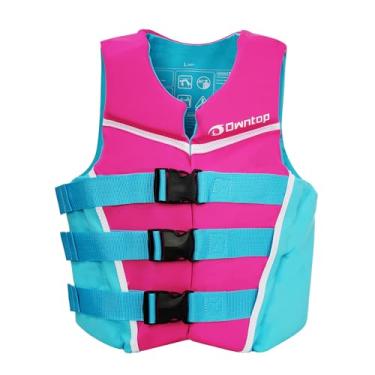 Imagem de Owntop Jaqueta de natação juvenil de 22,7 a 40,8 kg, colete de natação de neoprene infantil, fivelas ajustáveis, leve, treinamento de natação, passeios de barco, caiaque, esportes aquáticos (rosa, M)