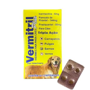 Imagem de Vermitril Plus - Anti Pulgas, Carrapatos, Vermes E Sarnas 4 Comprimidos 30kg