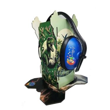 Imagem de Kit Suporte Autistas Abafador de sons 11 db Dinossauros com Abafador Azul