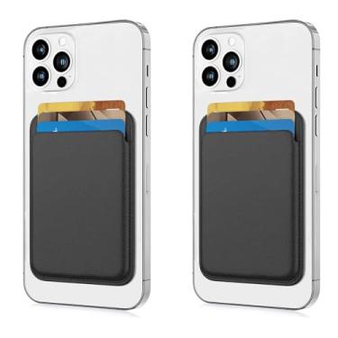 Imagem de Pacote com 2 - Carteira magnética compatível com MagSafe para iPhone 17 16 15 14 13 12 Pro Max Air Plus, sem recorte Mag 3, suporte de cartão seguro para celular Apple, preto e preto