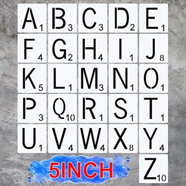 Imagem de Estêncil Scrabble Letters para pintura em madeira (12,7 x 12,7 cm)