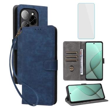 Imagem de IUQXU Capa carteira para celular Tecno Spark 20 Pro 5G com protetor de tela [bloqueio RFID] Capa de celular flip de couro com suporte para cartão feminino e masculino para Tecno Spark20 Pro KJ8 Spark