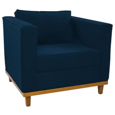 Imagem de Poltrona Decorativa Europa Suede Azul Marinho AM Decor