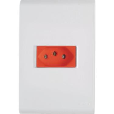 Imagem de Conjunto 4x2 Com 1 Tomada 2p+t Tramontina Liz 20 A 250 V Branco E Vermelho