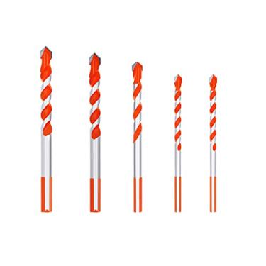 Imagem de Conjunto de Brocas Broca Helicoidal Multifuncional 5 Peças Para Telha de Concreto, Vidro, Tijolo Cerâmico, Madeira, Plástico, Aço Idável Com 1/4 5/16 3/8 1/2 Gada (Laranja)