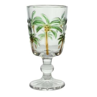 Imagem de Jogo 2 Taças de Vidro Tropical Palm Tree Coqueiro Água Transparente Ly