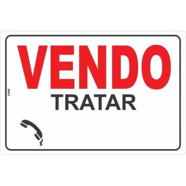 Imagem de Placa Sinalização de Aviso Vendo Tratar Vendedor Casa Imóvel Carro Esp