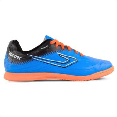 Imagem de Chuteira Futsal Topper Forza III Unissex, 40, Azul, Laranja