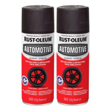 Imagem de 2 Tinta Spray Para Rodas Carro Antiferrugem Metal Rust Oleum, Preto - 