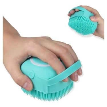Imagem de Escova De Silicone Para Banho PETS/ Massagem Com Dispenser Para Shampo