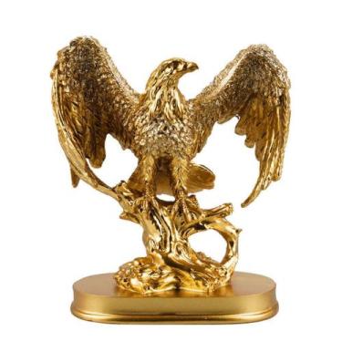 Imagem de Águia Asas Dobradas Dourada 17cm - Enfeite Decorativo Resina - Taimes