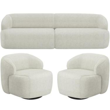 Imagem de Sofá 3 Lugares Curvo Orgânico com 02 Poltronas Para Sala Living 220cm 