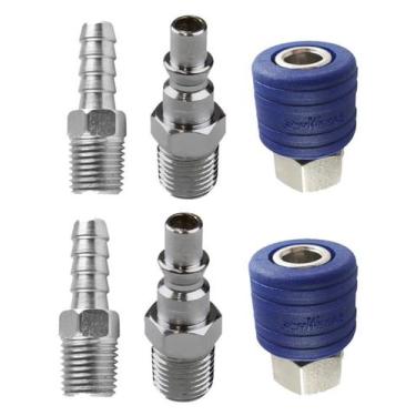 Imagem de Kit engate rápido ar comprimido 1/4 pneumático compressor - Hidraflux
