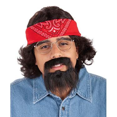 Imagem de Forum Novelties Kit de fantasia masculina Chong com peruca bandana e barba, tamanho único, Conforme mostrado., Tamanho Único