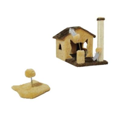 Imagem de Kit Arranhador Gato Casa sem Rede e Mola Maluca  - Miupet , CHOCOLATE 
