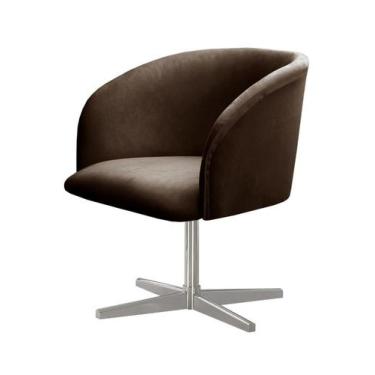 Imagem de Poltrona Decorativa Atenas Cadeira Giratória Pé Metal Fixo - Bella Dec