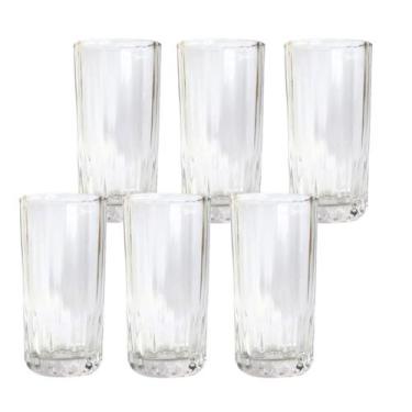 Imagem de Jogo 6 Copos de Vidro Água Suco Vitamina Coquetel Long Drink Multiuso 
