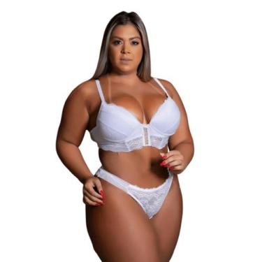Imagem de Conjunto Lingerie Plus Size com Bojo e Aro Rendada Sutiã Cropped - Gar