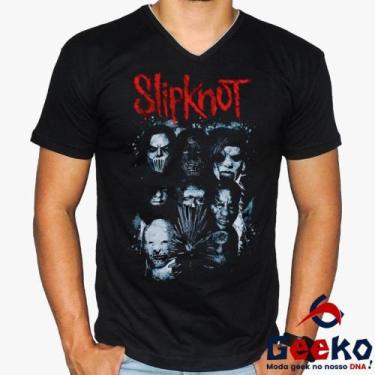 Imagem de Camiseta Slipknot 100% Algodão Rock Geeko, Preto gola v, M