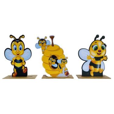 Imagem de Kit Display de Mesa 6 Peças Para Festa Abelhinha MDF - Juju Brasil