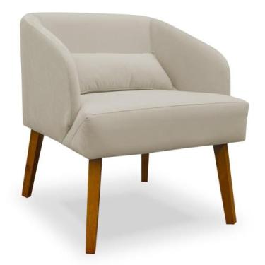 Imagem de Poltrona Decorativa para Sala de Estar Lara Suede - Porto Decor, Bege