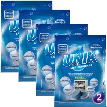 Imagem de 4x Pastilhas Para Limpar Máquina de Lavar Louças Unik C/ 8unida