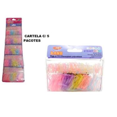 Imagem de Cartela c/ 5 pacotes Xuxinha Elásticos De Silicone Para Cabelo Colorid