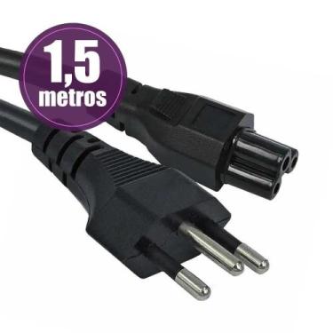 Imagem de Cabo de Força Tripolar para Notebook e TV  1,5 Metros  Padrão Brasilei