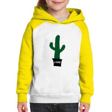Imagem de Moletom Infantil Enjoy Cactus - Foca na Moda, Branco, Amarelo, 8