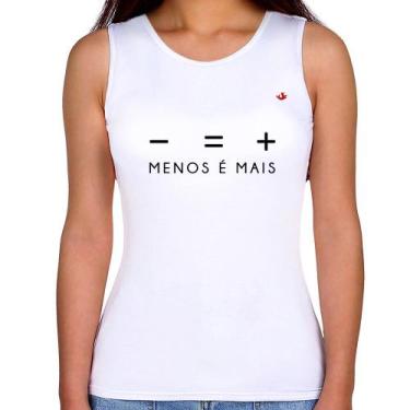 Imagem de Regata Feminina Menos é Mais - Foca na Moda, Branco, M