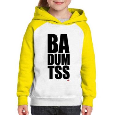 Imagem de Moletom Infantil BA DUM TSS - Foca na Moda, Branco, Amarelo, 2