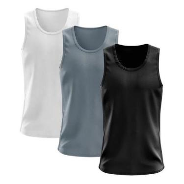 Imagem de Kit 3 Regatas Dry Fit Lisa Básicas Proteção Solar UV Térmica - SSPORT,