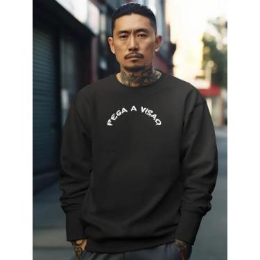 Imagem de Blusa De Frio Moletom Masculino Sem Capuz Careca Flanelado Algodão Pre