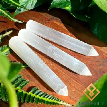 Imagem de Bastão Massageador de Selenita Reiki Chakras Pedra Natural - New Infin