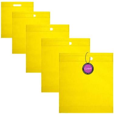 Imagem de Kit 5x Sacolas em TNT Premium Termo Selada 35x39cm Nice TopGet, Amarel