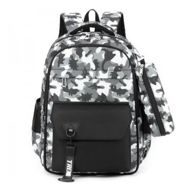 Imagem de Mochila Escolar Camuflada + Estojo