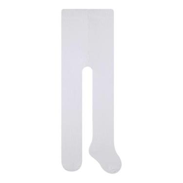Imagem de Meia Calça Bebê Algodão Com Cintura Canelada Selene, Branco, 5 a 12 Me