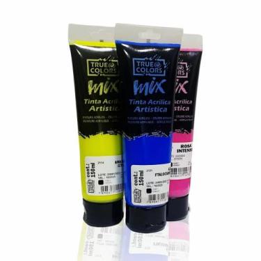 Imagem de Kit 3 Tinta Acrílica Artistica Mix 150ml a Sua Escolha True Colors