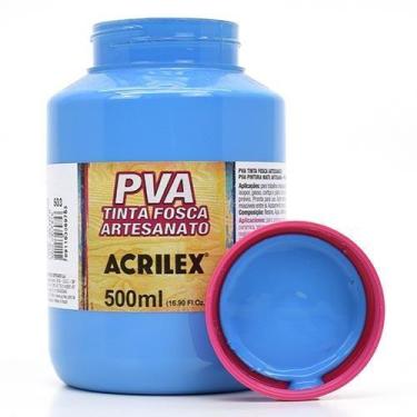Imagem de Tinta PVA Fosca para Artesanato 500ml - Acrilex, 503 - AZUL CELESTE