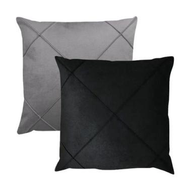 Imagem de Kit 2 Capas para Almofada Drapeada em Veludo Quadrada 50x50 com Enchim