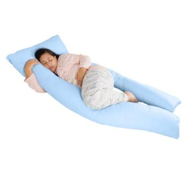 Imagem de Travesseiro Gigante Anatômico 190x80cm Happy Line, Azul aço