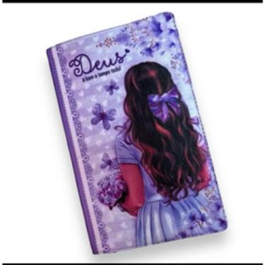 Imagem de BIBLIA SAGRADA CAPA GAROTA CRISTÃ  ARC LETRAS HIPERGIGANTE COM HARPA E