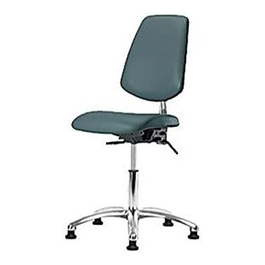 Imagem de Thomas 1163U87 Cadeira de vinil de altura média com encosto médio, base cromada, com inclinação, sem braços, anel de pé cromado, rodízios cromados, azul colonial