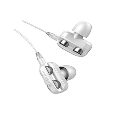 Imagem de SPRINT4DEALS Fones de ouvido com fio com microfone, qualidade de som estéreo, cancelamento de ruído, fones de ouvido para corrida/culinária/academia/esportes (A4 - branco)