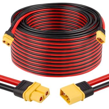 Imagem de MOOKEERF Cabo de extensão XT60 12AWG 100FT XT60 para XT60 com conector macho para fêmea para bateria RC painel solar portátil de estação de energia