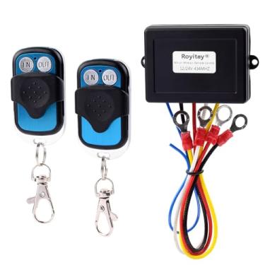 Imagem de Royitay Kit de controle remoto de guincho sem fio para carro, caminhão, Jeep, ATV, SUV 12 V, 24 V, interruptor de recuperação de monofone, guincho sem fio, controle remoto elétrico, à prova d'água,