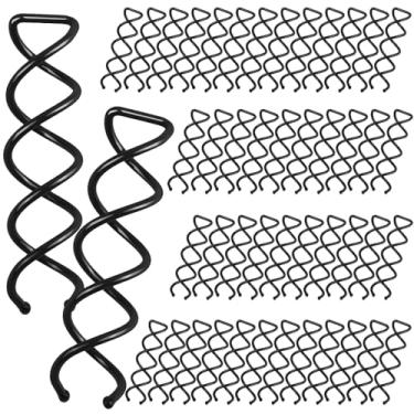 Imagem de 50 pinos de cabelo em espiral, pinos de cabelo FANDAMEI sem arranhões, pontas redondas, pino de cabelo rosqueado para mulheres estilo de cabelo de coque faça você mesmo, pinos espiral Bobby preto