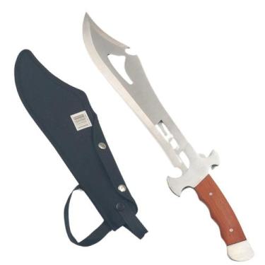 Imagem de Faca Facão Pirata de Aço Inox com Cabo de Madeira para Camping Caça Pe